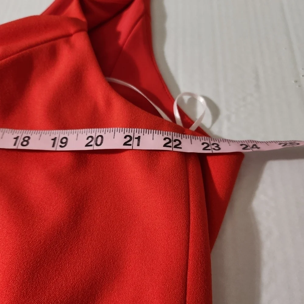 ABS Allen Schwartz Dress Gown Evening Red Deep V-Neck Knit Sleeveless Plus 24 - Picture 10 of 14